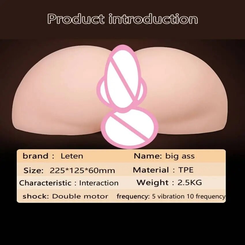 Leten AV Star Soft ที่สวยงาม Big Butt แบบ Dual Hole ซิลิโคน Anal Vagina Vibrating ช่องคลอดก้น Inverted ของเล่นหีสำหรับผู้ชาย