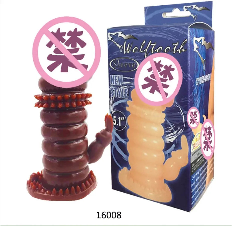 Reusable Penis Sleeve Penis Condom Cock Dick Sex Toys For Men Enlargement Time Delay