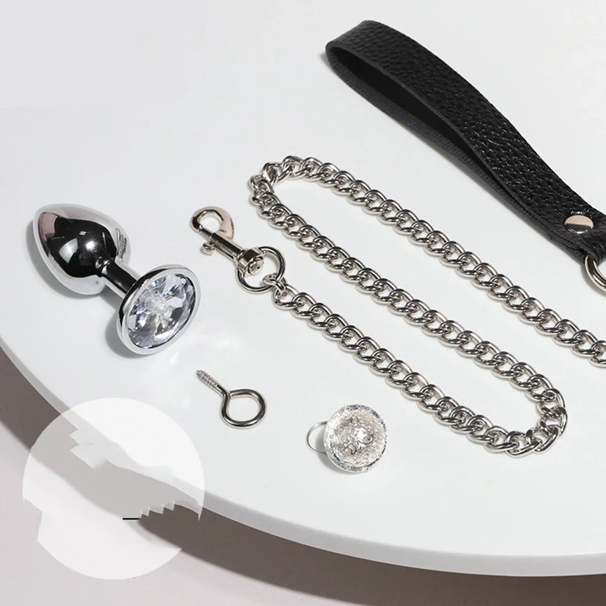 BDSM Bondage Gear Collar Leash Butt Plug Set SM Slave Butt Plug with Ring Bell Chain Slave Leashes Adult Couple Porn Games Kits