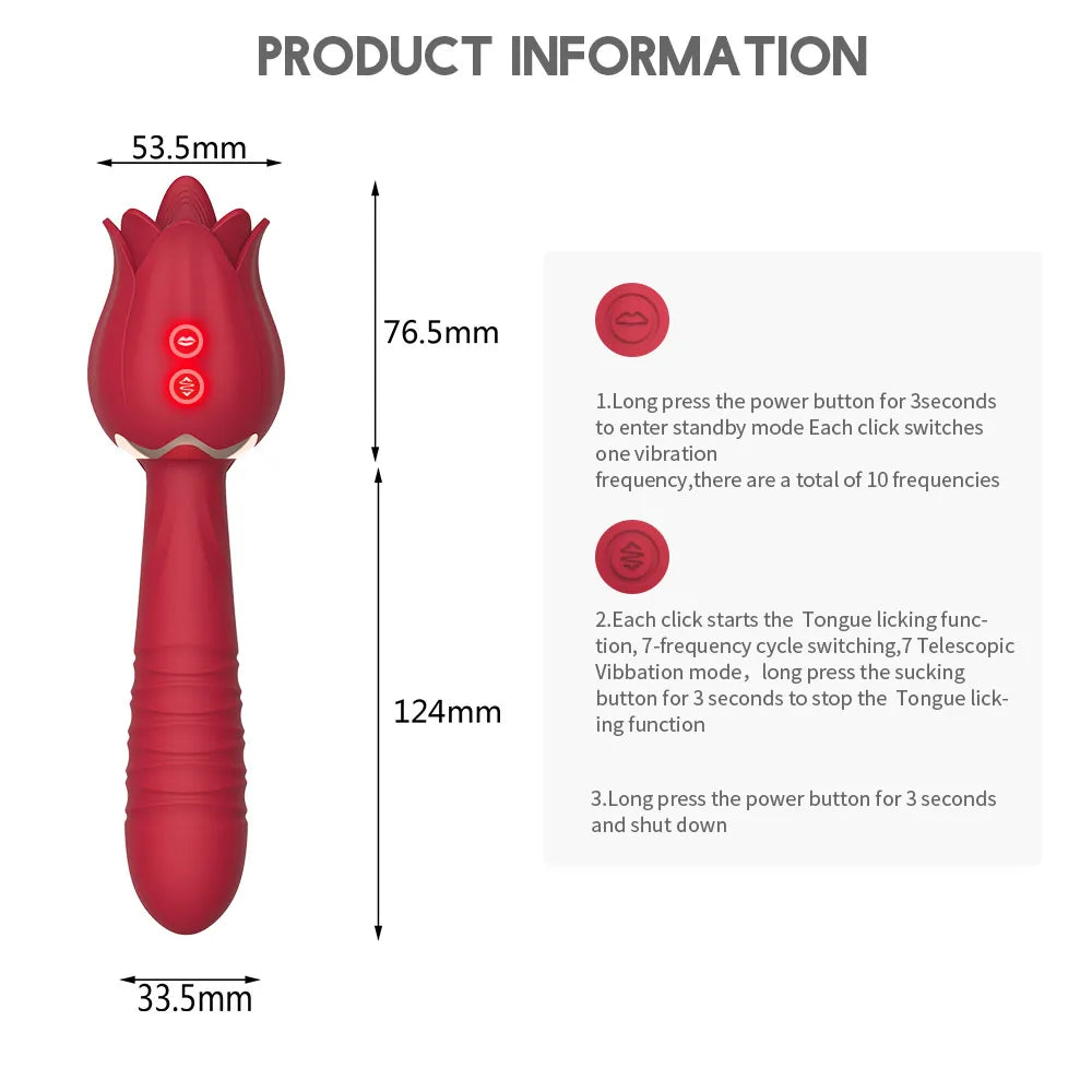 ไวเบรเตอร์ดิลโด้แบบสั่น Rose Sex Toy สำหรับผู้หญิง