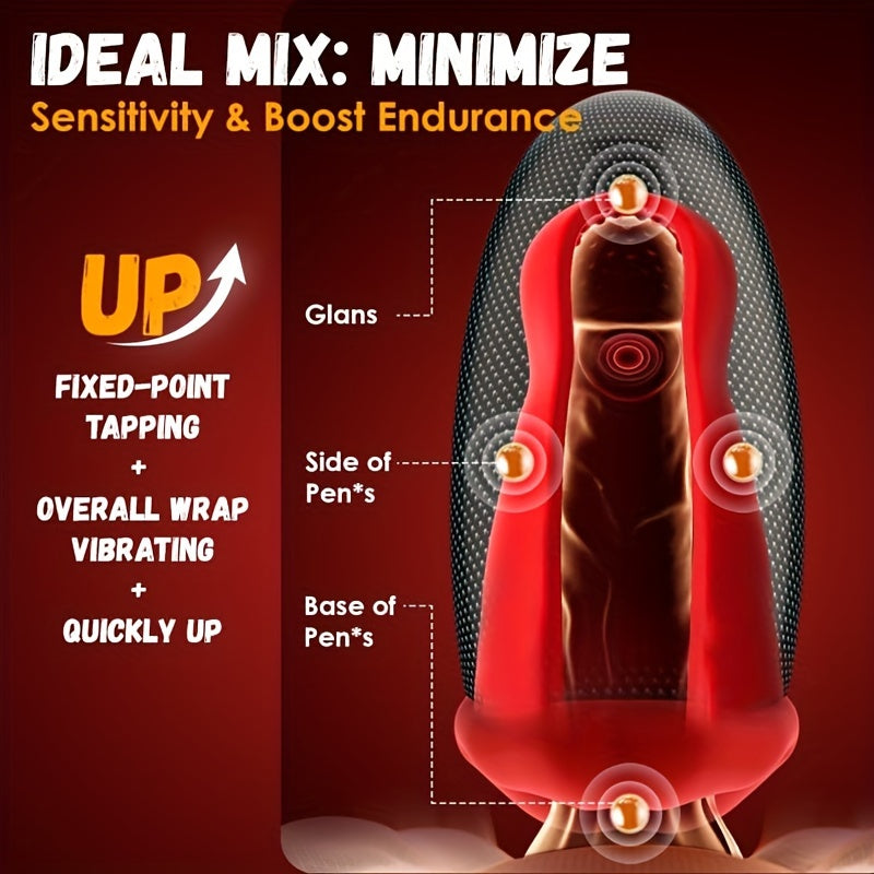 Male Sex Toys For Men Penis Vibrator - Male Masturbator Deep Throat-Mouth Mens Stroker 9 Tapping & Vibrating Penis Pump Trainer LCD 360° Wrapped Male Vibrator Adult Sex Toy