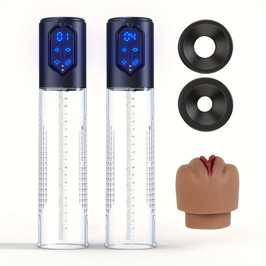 Automatic Penis Pump Sex Toys - Electric Male Masturbator Vacuum Pump With 3 Suction & 4 Erection Intensities. Pump Penis With 2 Vagina Sleeve For Adult Men