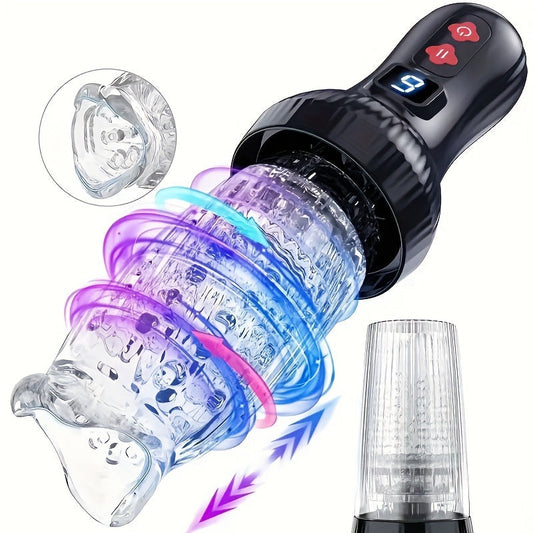 Ultimate Male Masturbator Sex Toy. Automatic 9 Thrusting & Rotating Modes. TPE Material. USB Powered. Hand Washable. Solid Color Design. Adult Pleasure Machine for Men