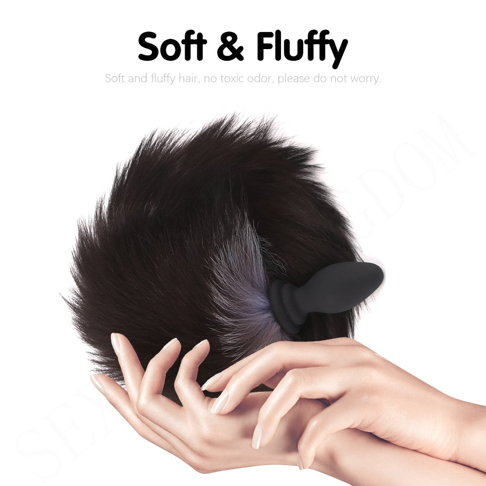 10-frequency Remote Control Anal Plug Vibrator with Fox Tail Silicone Butt Plug Adult Game Prostate Massager Sex Toy for Couples