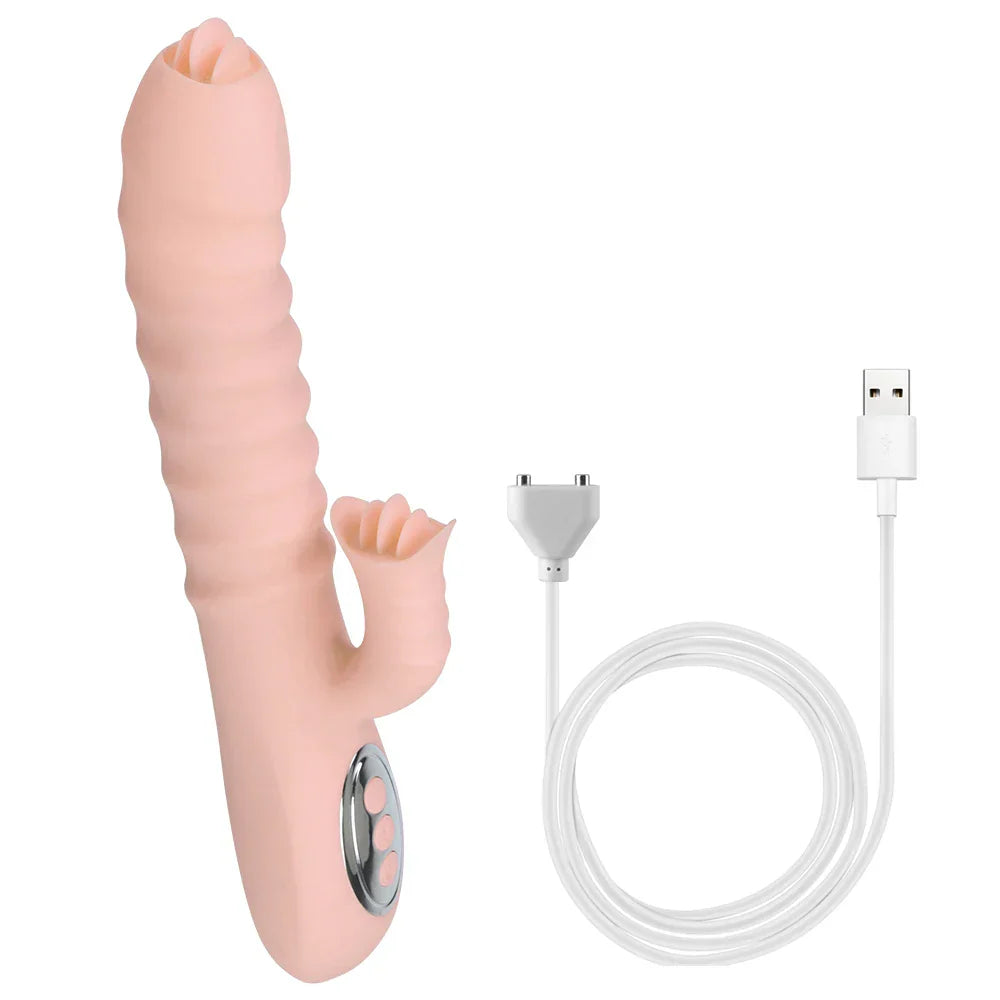 เครื่องนวดช่องคลอดและจุดจี 12 ระบบสั่น 5 โหมด ยืดหดได้ Dildo มีระบบทำความร้อน เครื่องสั่นเลียลิ้น กระตุ้นปุ่มกระสัน