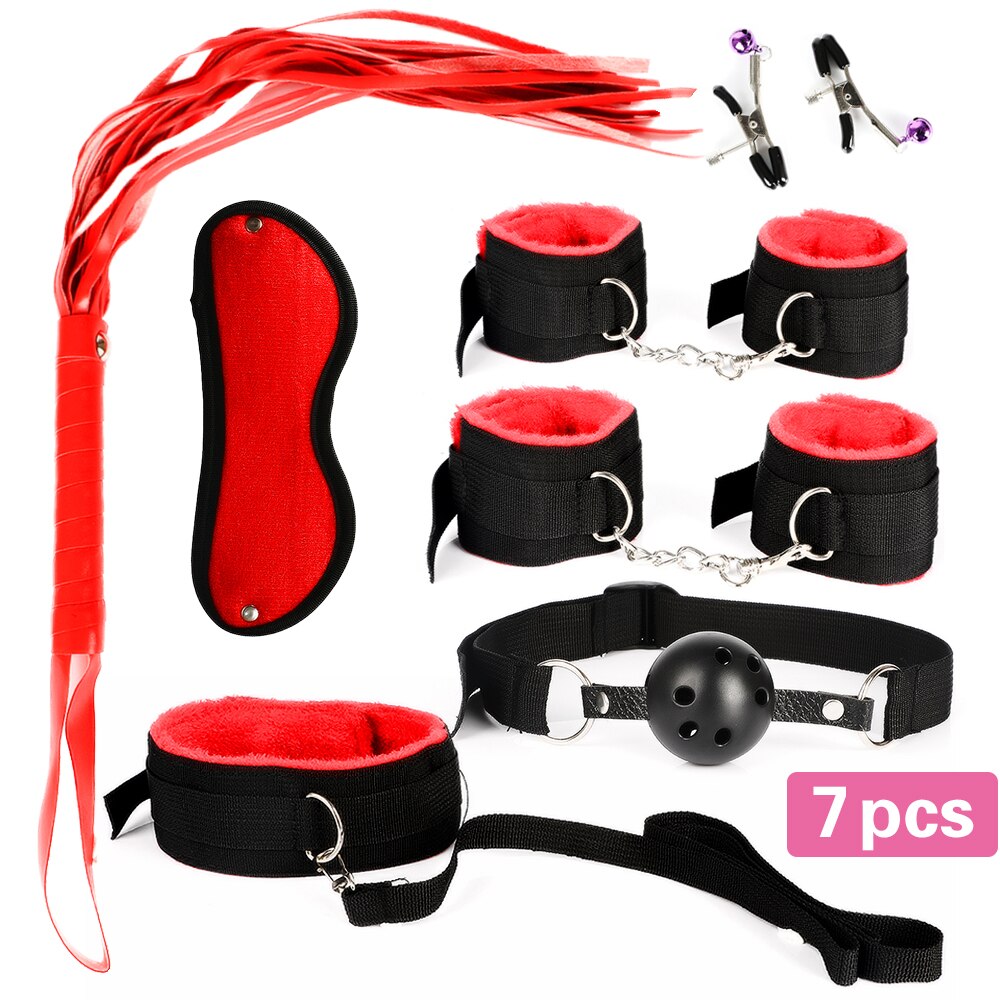 13pcs/set SM Bondage Restraint G Spot Vibrators Adult Game Props  Women Sex Toy Noylon Handcuffs Clit Stimulator Adult Sex Shop
