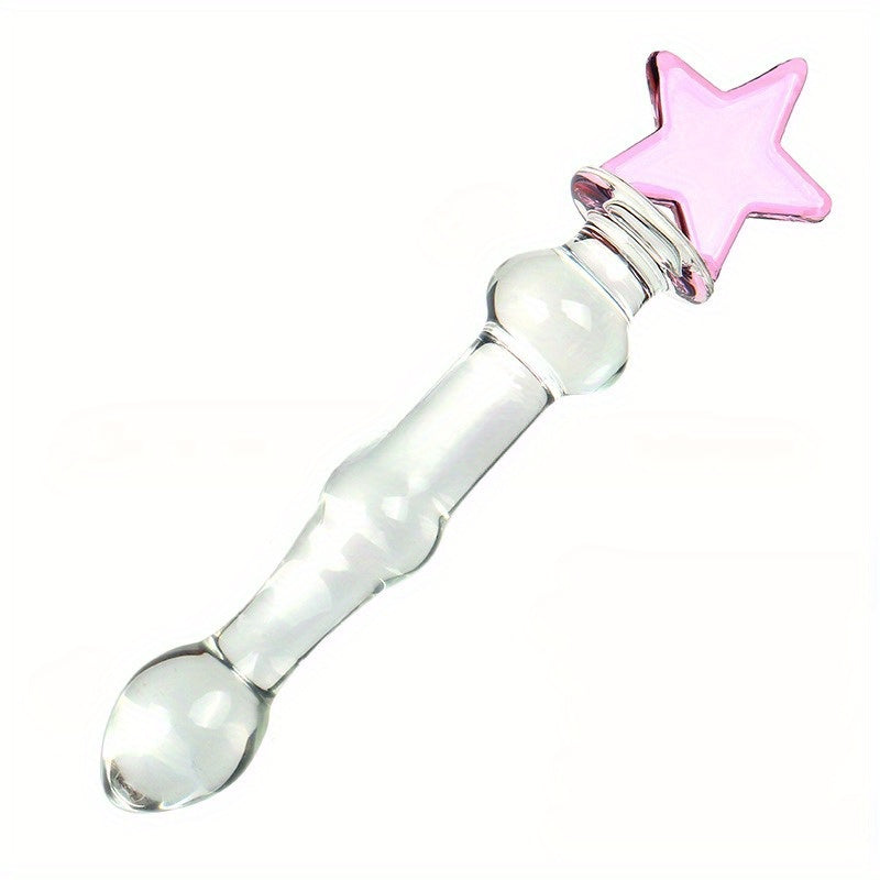 Sophisticated Elegant Pink Heart-Embellished Glass Stirring Rod - Female Sex Toys Anal Toys