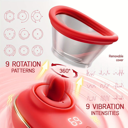 Rose Massager 9 Frequency Vibration. 9 Frequency Tongue Licking. 3 Frequency Sucking. Adult Female Masturbation Sex Toy