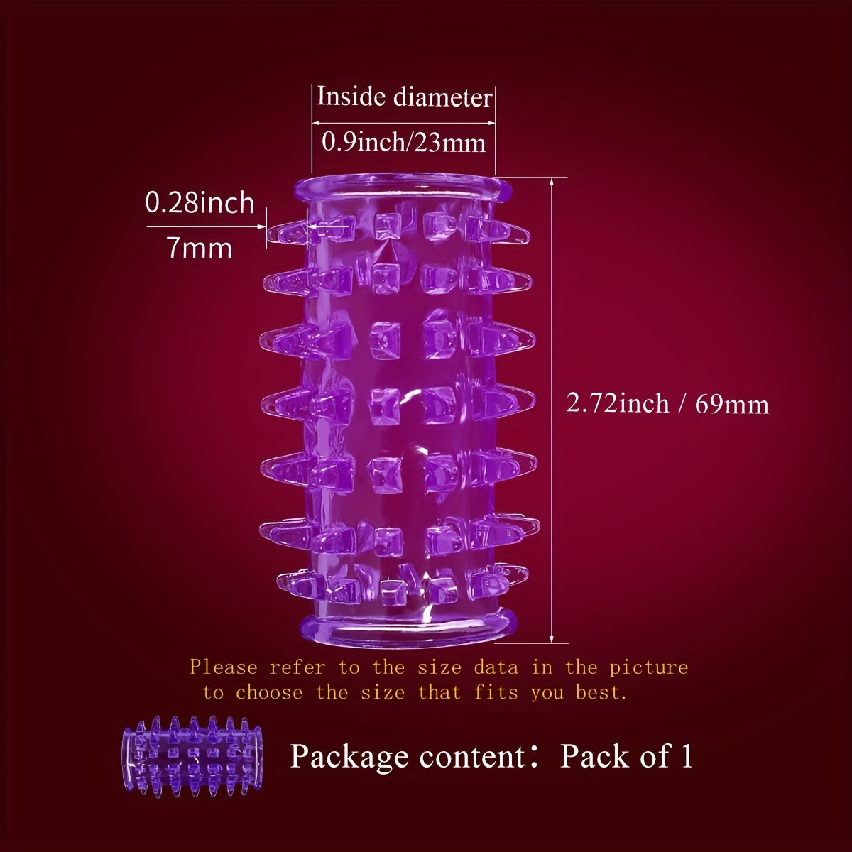 2.72inch Purple Penis Sleeve. Waterproof And Skin-friendly TPE Material. Prickly Texture Design. Physical Sensitivity Reduction. Enhance Erect. Delay Ejaculation Lasting Ring. Sex Toys For Men Or Couples