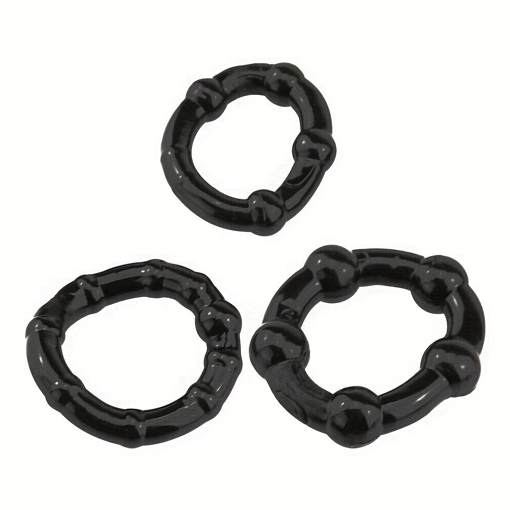 3 PCS Male Penis Cock Ring - Delay Ejaculation Scrotum Binding Ball Stretcher Penis. Enlargement Silicone Cock Ring Sex Toy For Men - Waterproof. Non-Killing Sperm. No Battery Required