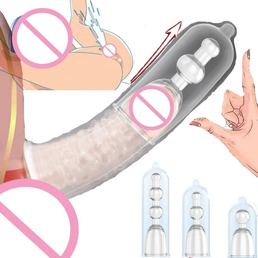 3 Sizes Reusable Lengthen Penis Enlargement Extend  Penis Extension Sleeves  Extender Sex Toys for Men Bondage Gear Sex Shop