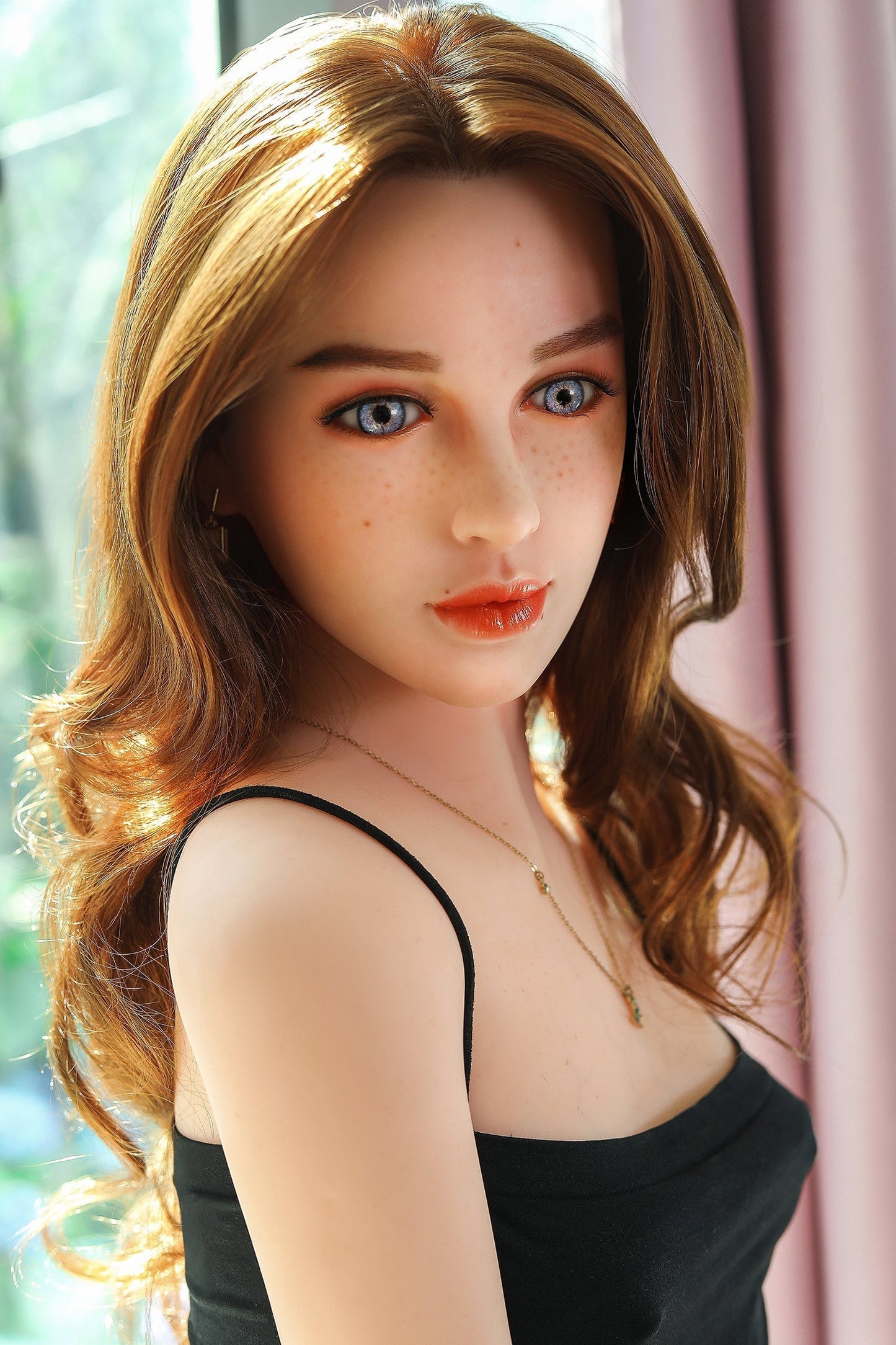 Jessica 159ซม. หัวแบบ TPE หน้าอกเล็ก ดอลล์เซ็กส์แบบเด็กสาวดูสมจริงสีน้ำตาลสำหรับผู้ชาย NO.1057