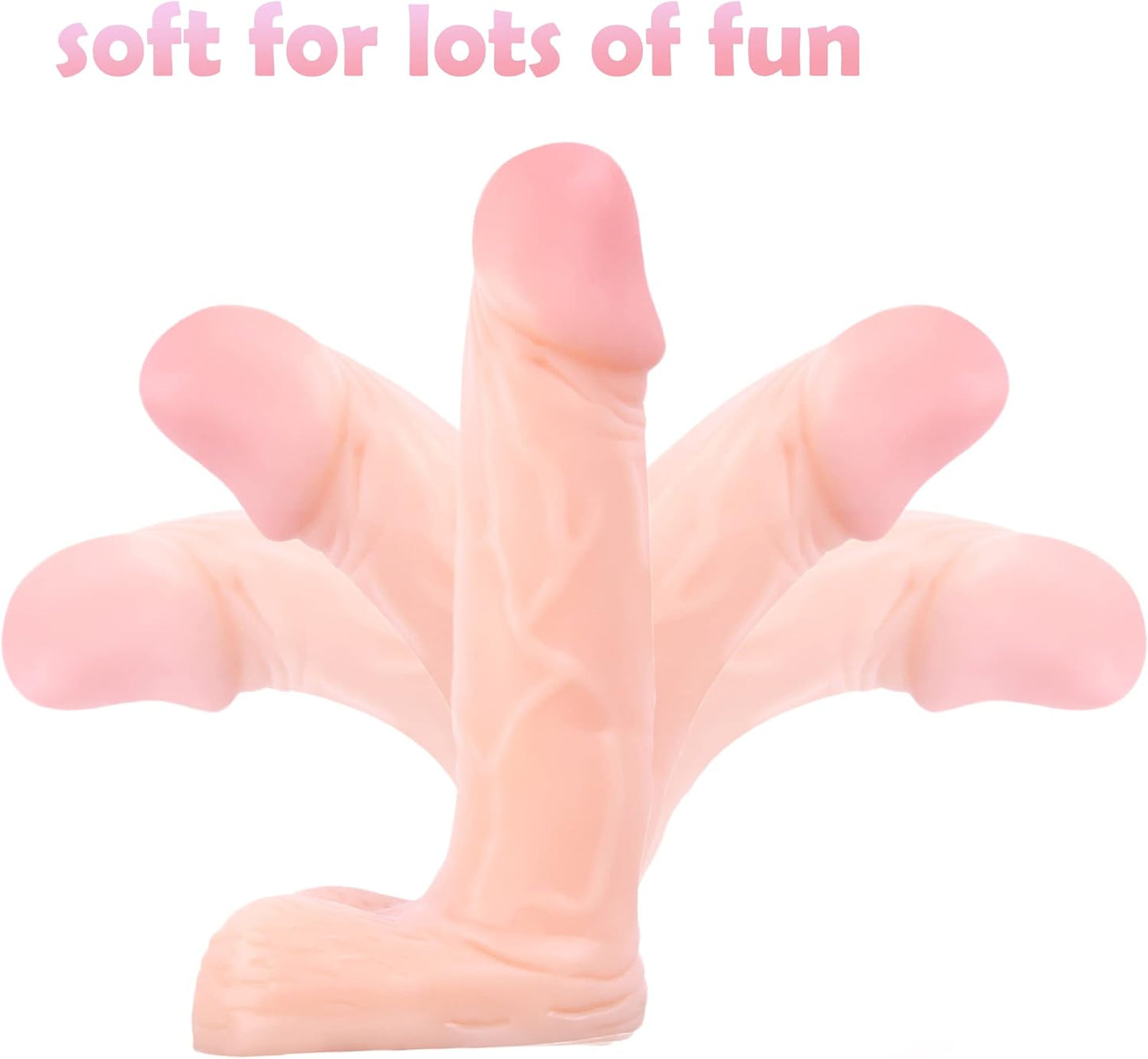 4 Inch Realistic Small Dildo.Beginner Anal Plug.Soft Anal Dildo with Curved Shaft and Balls.Adult Sex Toy Women Men Couples.Experience Multi-Purpose Mini Style(Flesh)