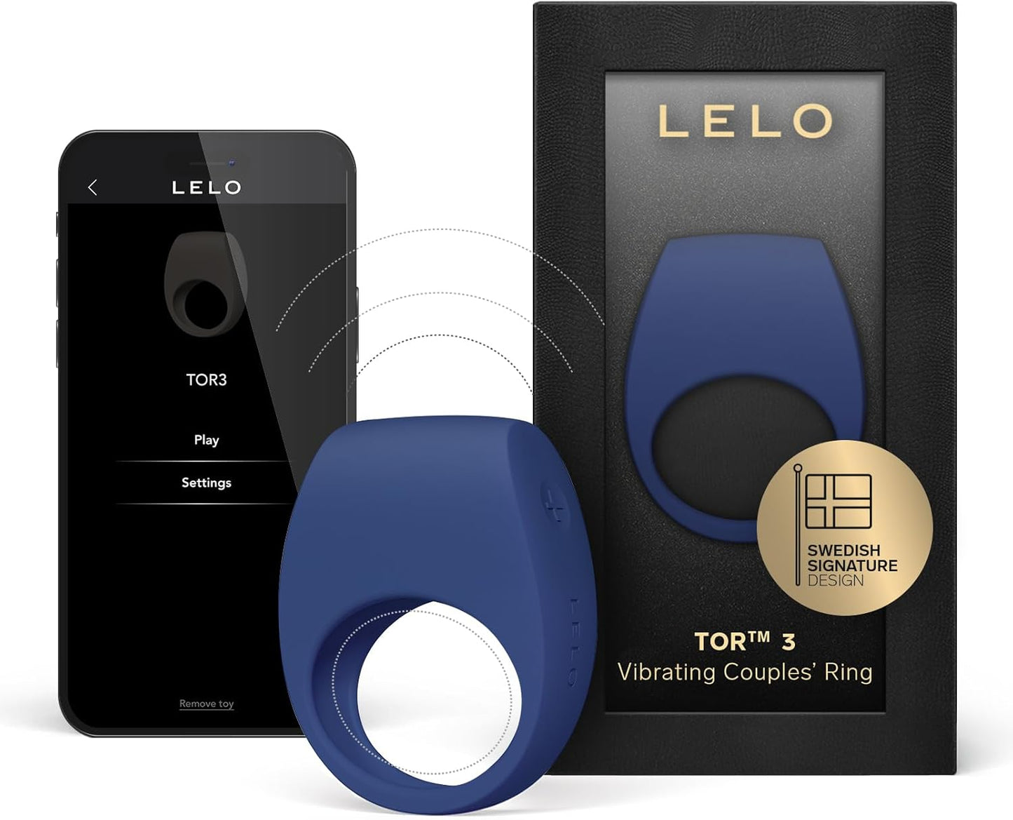 LELO TOR 3 ห่วงรัดองคชาตแบบสั่น ควบคุมด้วยแอป ของเล่นผู้ใหญ่สำหรับชายและหญิง ของเล่นทางเพศสำหรับคู่รัก พร้อมการตั้งค่าความสุข 8 ระดับเพื่อเพิ่มความรู้สึก ห่วงรัดอวัยวะเพศซิลิโคน สีน้ำเงิน (Base Blue)