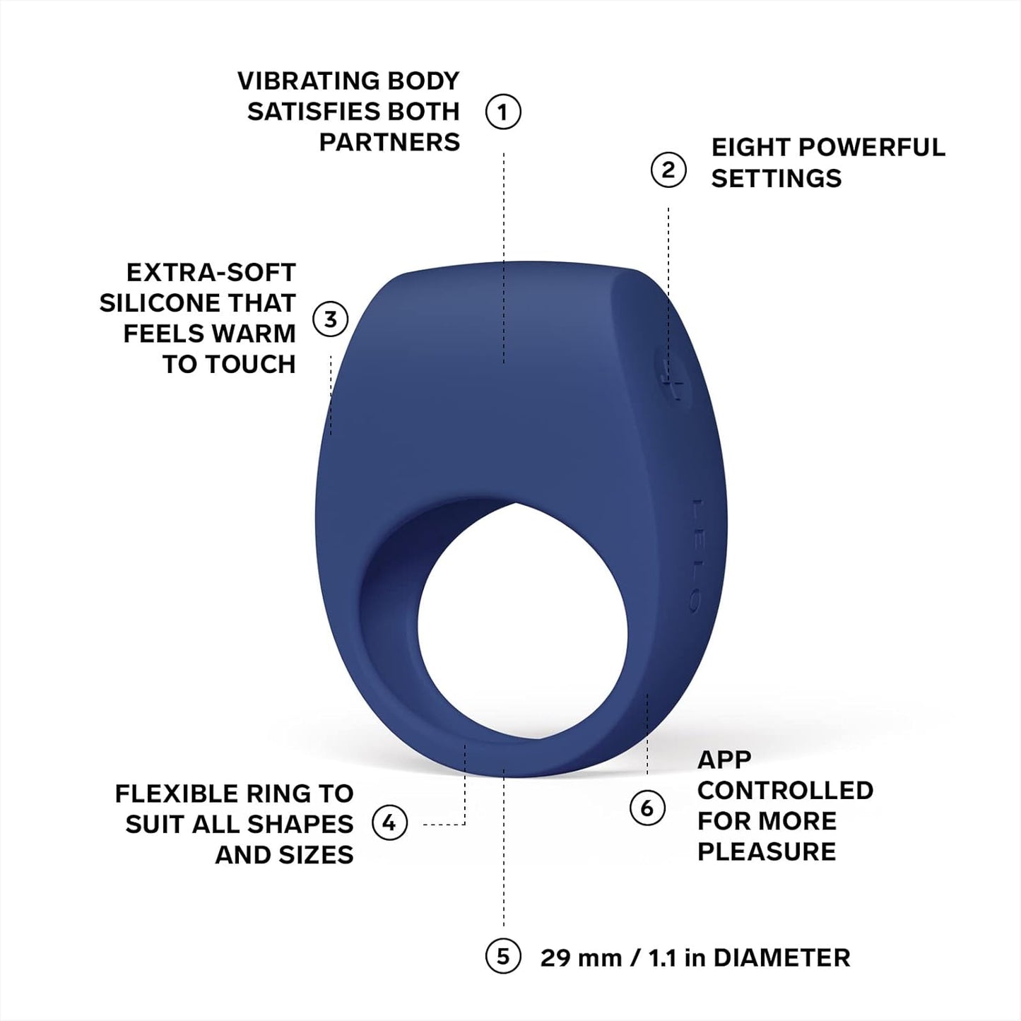 LELO TOR 3 ห่วงรัดองคชาตแบบสั่น ควบคุมด้วยแอป ของเล่นผู้ใหญ่สำหรับชายและหญิง ของเล่นทางเพศสำหรับคู่รัก พร้อมการตั้งค่าความสุข 8 ระดับเพื่อเพิ่มความรู้สึก ห่วงรัดอวัยวะเพศซิลิโคน สีน้ำเงิน (Base Blue)