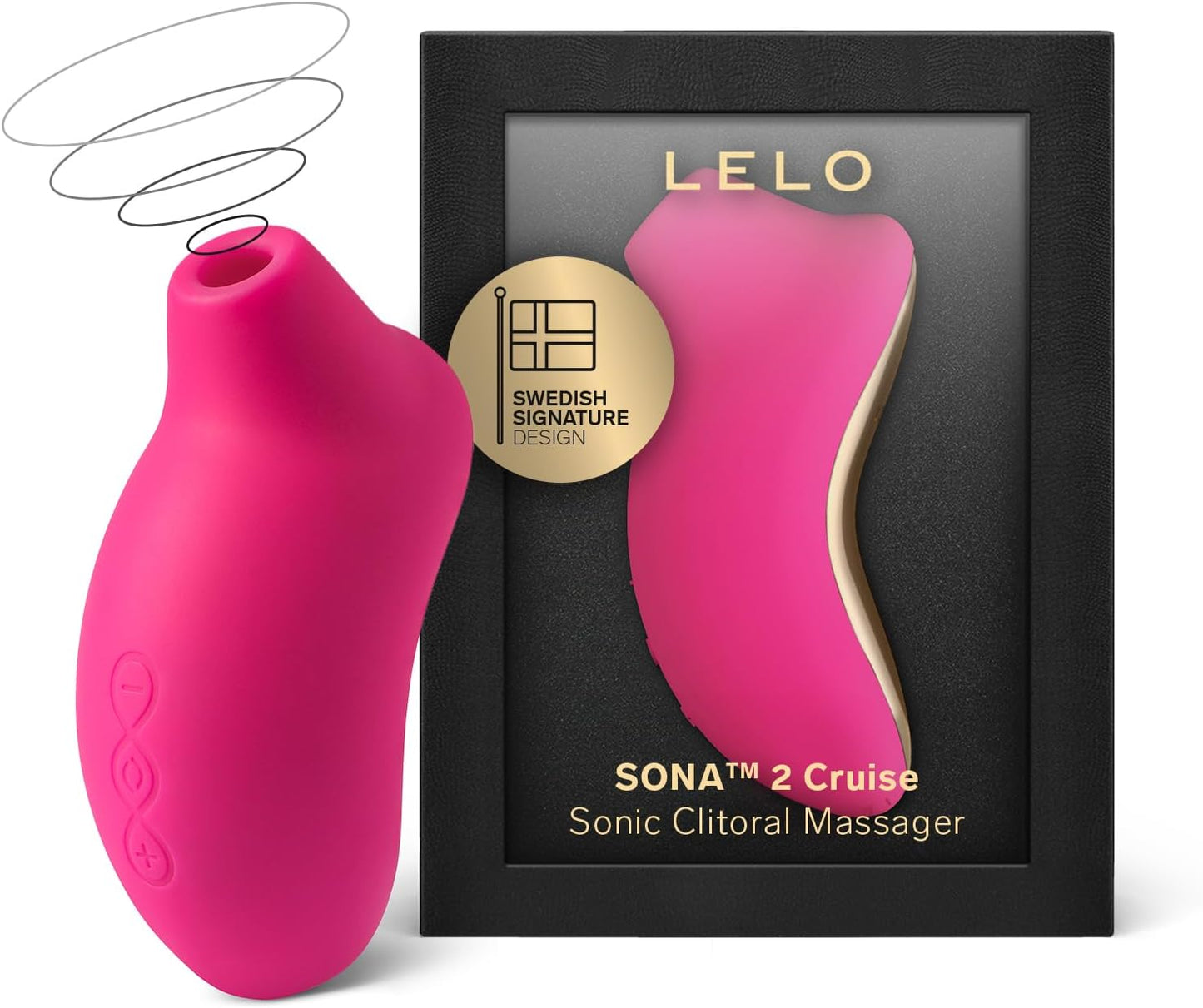 LELO SONA 2 Sonic Waves Clit Sucker อุปกรณ์กระตุ้นคลิทอริสด้วยคลื่นโซนิก กันน้ำได้ สำหรับผู้หญิง เพื่อความพึงพอใจที่ลึกซึ้งยิ่งขึ้น สี Cerise