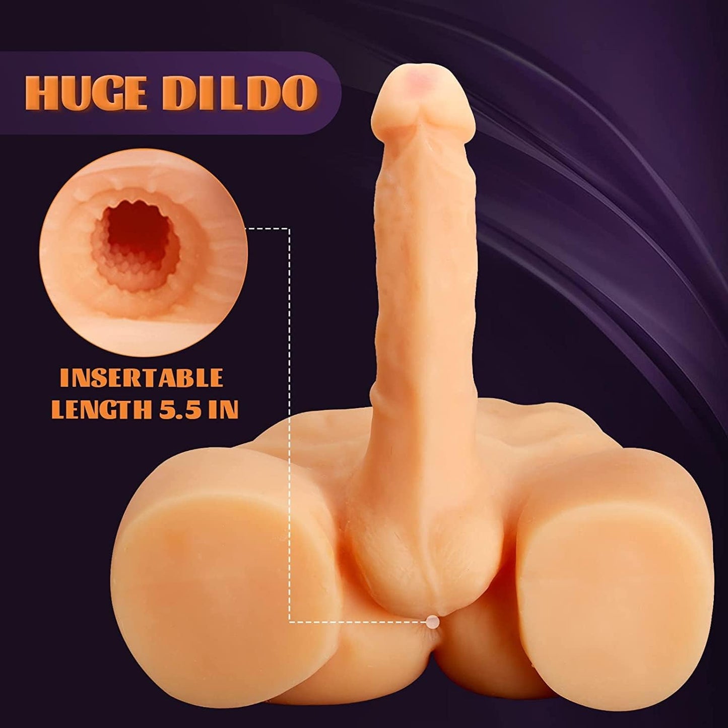 Men's Penis Torso Doll Female Sex Love Doll with Realistic Huge Dildo and Tight Anal for Women Masturbation Couple Sex Fun (11 x 8.2 x 4.7 Inches)