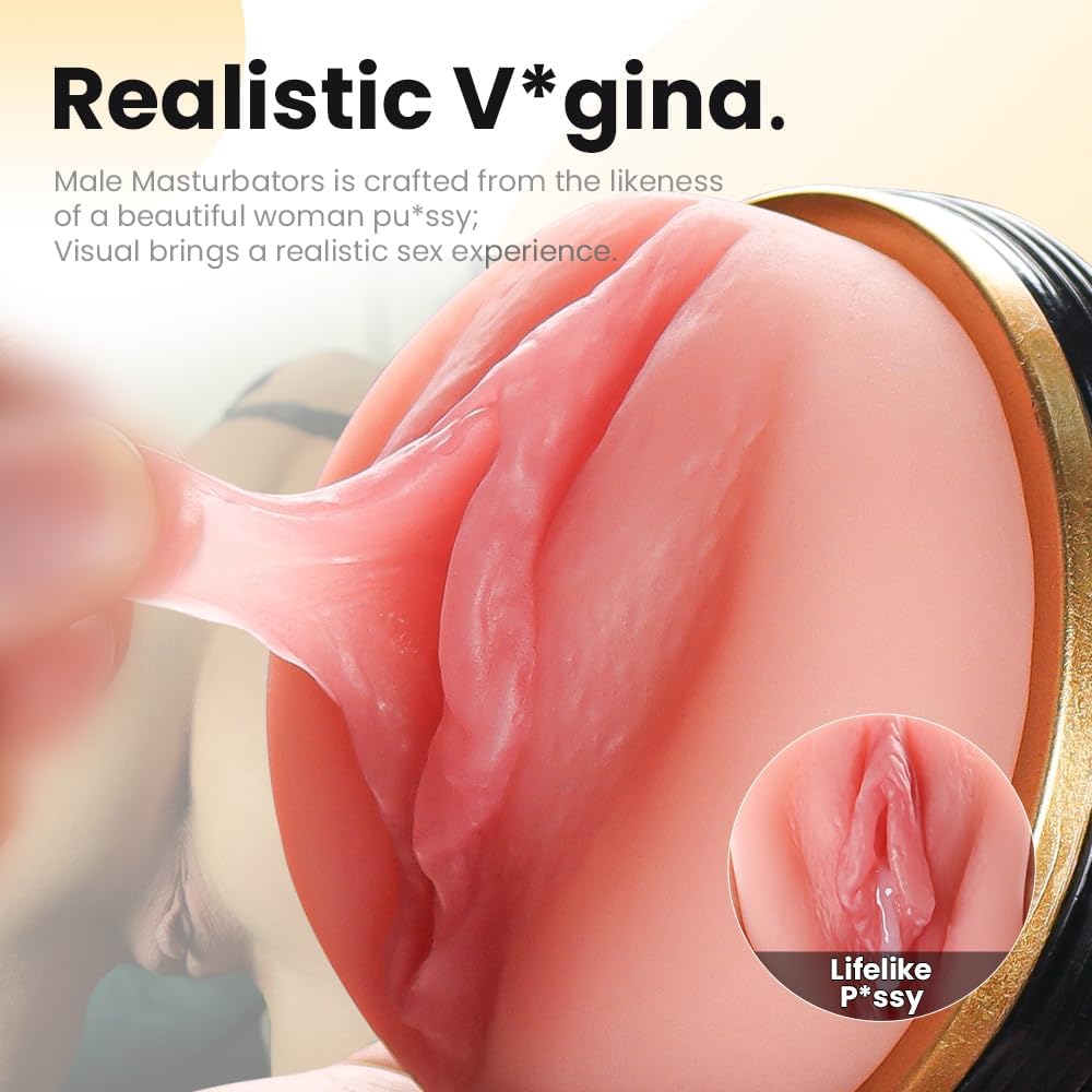 Male Masturbator Cup Sex Toy for Men.Pocket Pussy Realistic Vagina Textured with 7.5in Depth Lifelike Soft and Fleshy Texture.Penis Training Masturbators.Adult Toys Manual Massager. Black