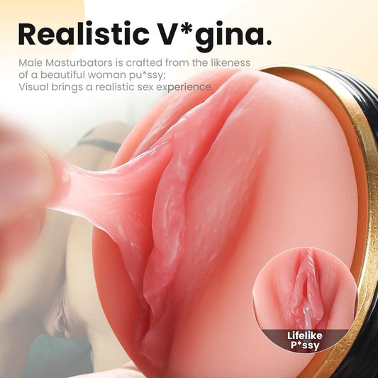 Male Masturbator Cup Sex Toy for Men.Pocket Pussy Realistic Vagina Textured with 7.5in Depth Lifelike Soft and Fleshy Texture.Penis Training Masturbators.Adult Toys Manual Massager. Black