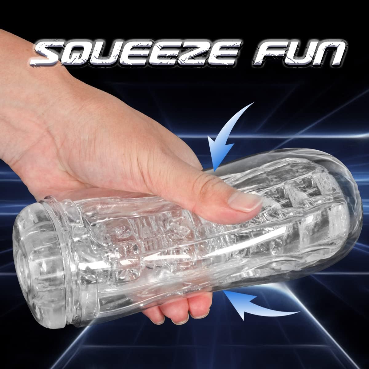 Manual Sucking Extrusion Male Masturbators. Portable Transparent Pocket Pussy Stroker with Vagina Textured Blowjob Sex Toys Penis TPE Masturbation Sleeve for Men
