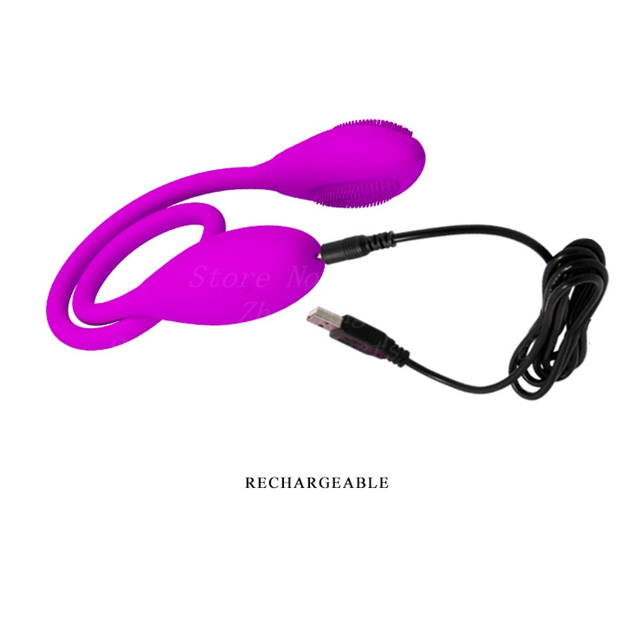 ของเล่นผู้ใหญ่แบบเสียบ USB ชาร์จได้ 7 สปีด ซิลิโคนงูคู่สั่น ไวเบรเตอร์กระสุนกระตุ้นจุด G สำหรับคู่รัก