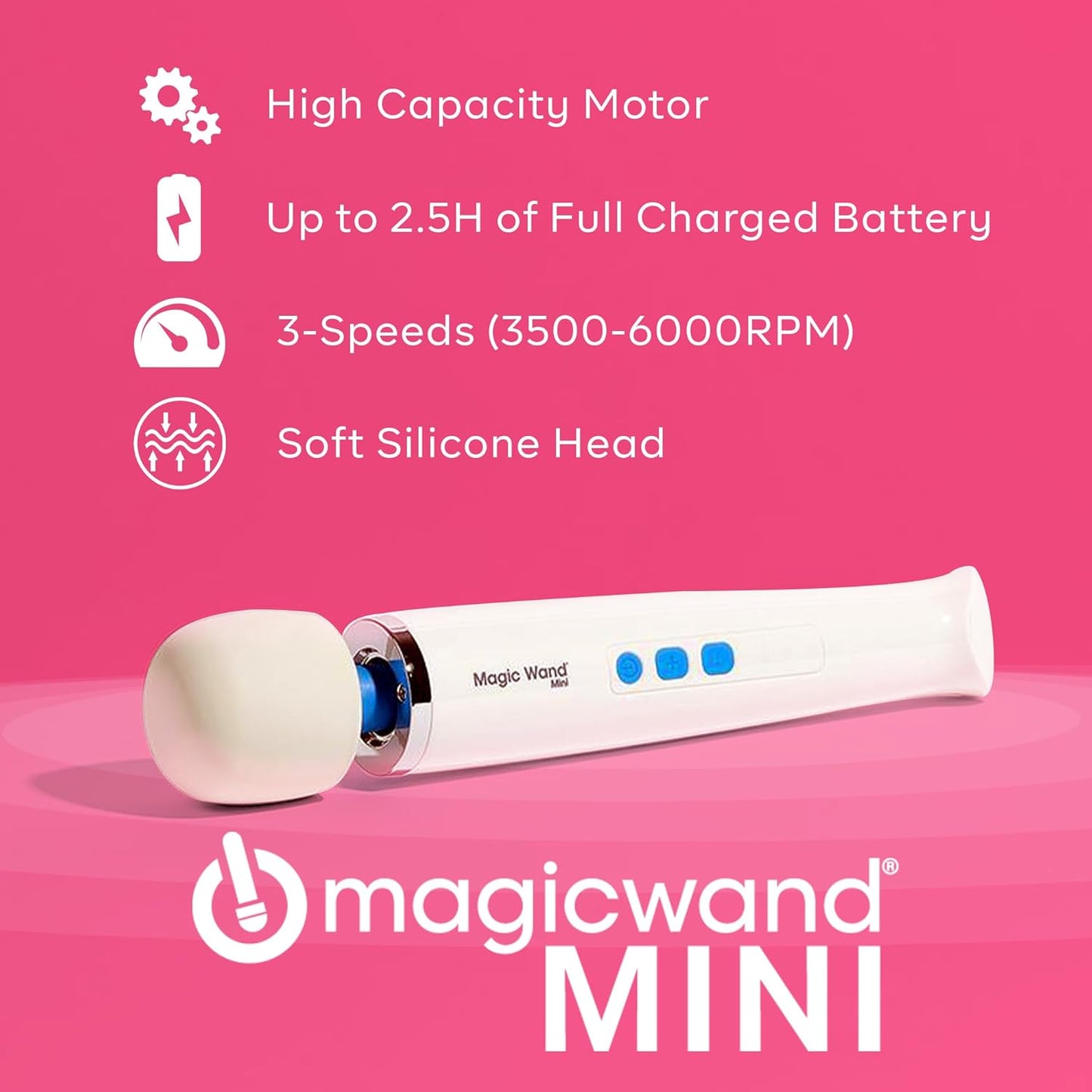 Magic Wand Mini HV-135 - Cordless - Compact Multi-Speed with Soft Silicone Head & Flexible Neck - Personal Massagers for Women. Neck. Hand. Back. Muscle. and Head Massager