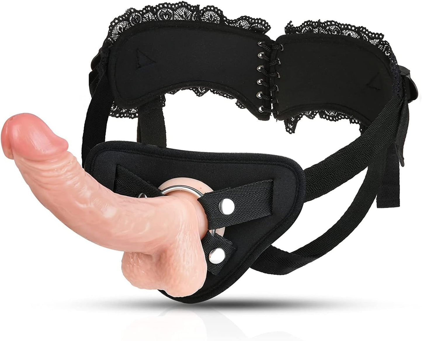 Strap On Dildo Harness for Pegging. Sex Harness with Realistic Anal Dildo Penis G-Spot Stimulator Sex Toys for Women Lesbian Couple. 7.5 Inch Silicone Dildo with Suction Cup Anal Sex Toys for Beginner