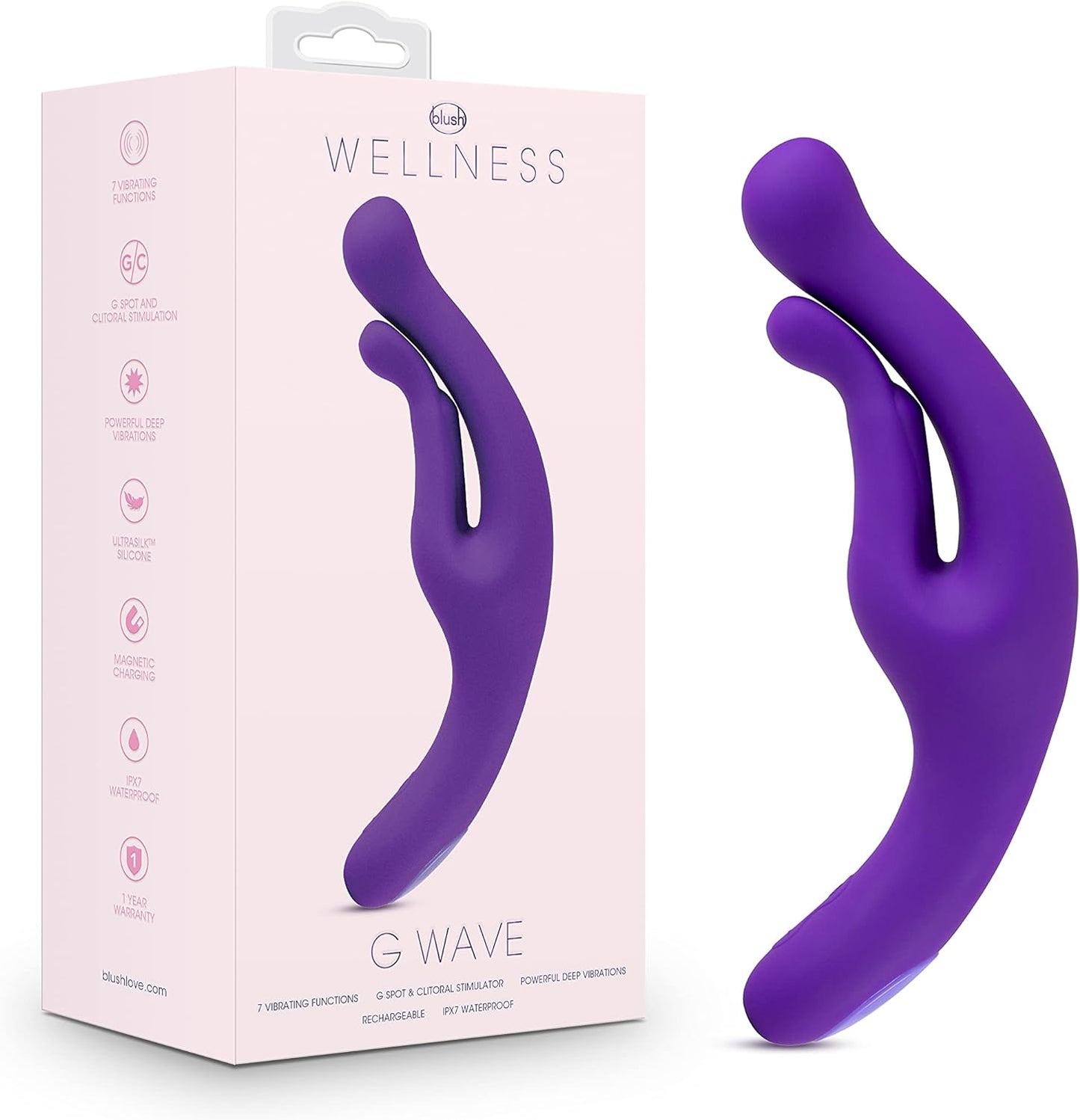 Blush Wellness Dual Sense - Innovative Touch Sensitive Ultra Soft Silicone Massage Wand - Target Sore Muscles- 10 Powerful Rumbly Vibration Functions On Both Ends of Massager - IPX7 Waterproof