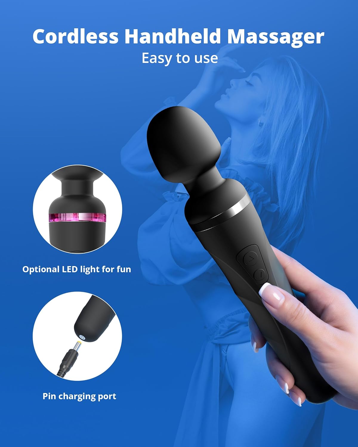 LOVENSE Domi 2 Wand Massager for Women Men. Classic Wand Vibrator. Powerful Stimulator with Dual Rotating Head. Bluetooth App Controlled. Customizable Vibrations Partner Play