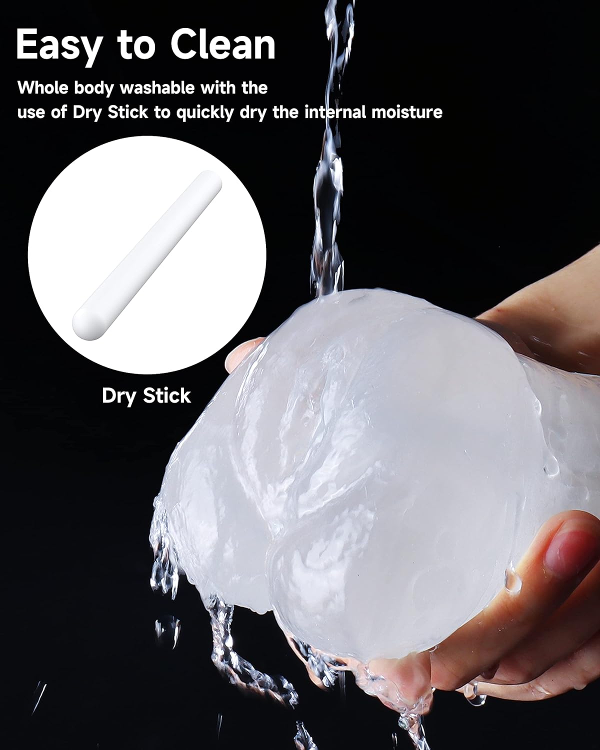 3 in 1 Male Masturbator Realistic Pocket Pussy with Drying Stick & Waterproof Storage Bag. Onahole Double-Ended Male Sex Toy Mouth Tongue Textured Vagina & Tight Anus for Men Masturbation(Clear)