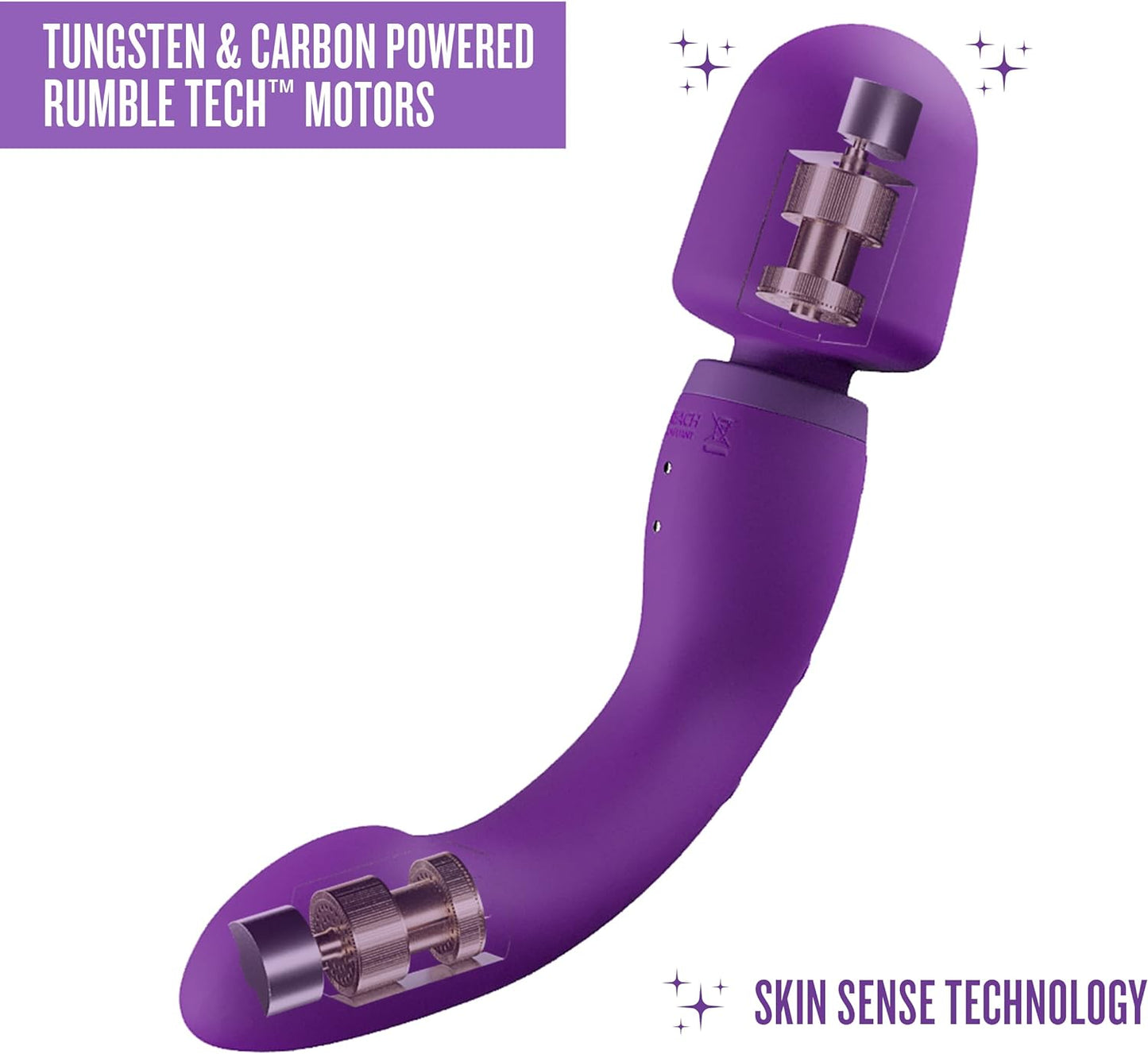Blush Wellness Dual Sense - Innovative Touch Sensitive Ultra Soft Silicone Massage Wand - Target Sore Muscles- 10 Powerful Rumbly Vibration Functions On Both Ends of Massager - IPX7 Waterproof