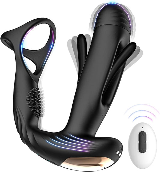 Prostate Massager Vibrator with 10 Flapping & Vibration Settings. Remote Control Anal Plug Anal Vibrator Sex Toys for Men. Anal Sex Toys Vibrators with Penis Ring Adult Toys. Sex Toy Adult Sex Toys