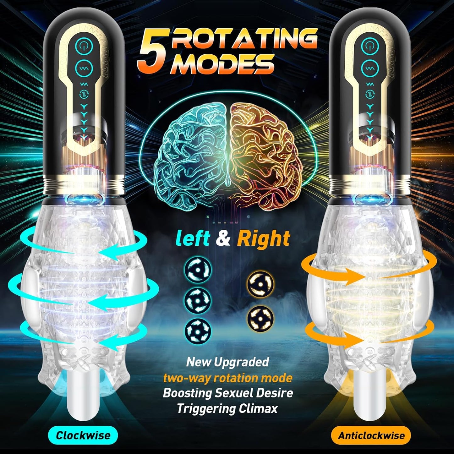 Automatic Blowjob Male Masturbator. Adult Sex Toys for Men. 7 Vibrating & 5 Rotating & 5 Thrusting Modes with Penis Stimulation. Rotating Male Masturbation Pocket Pussy for Men Pleasure Realistic