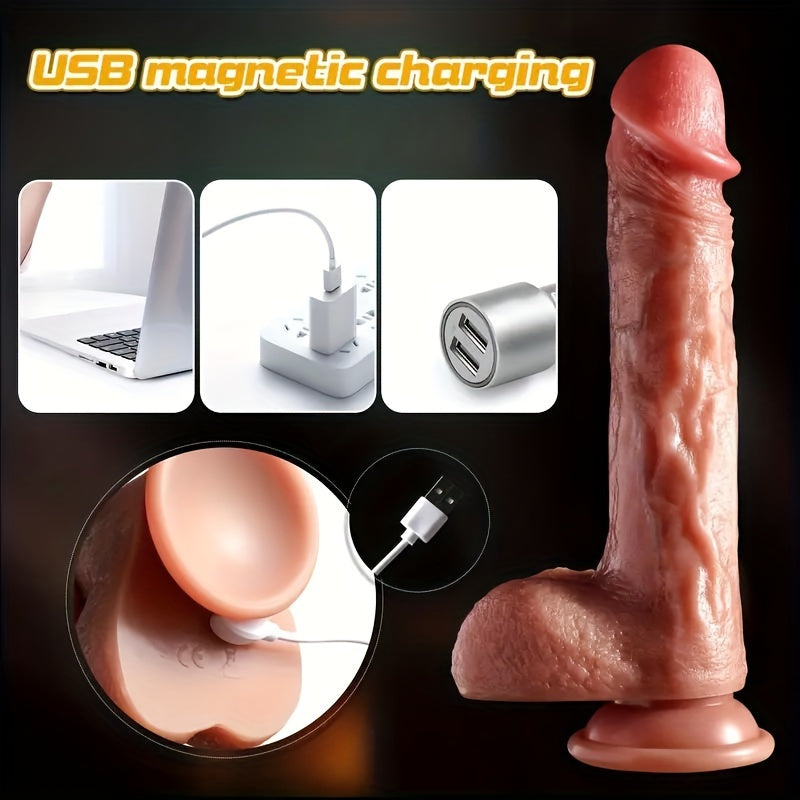 Lovely 9.1 Inch Liquid Silicone Dildo with Remote. USB Powered. Multiple Modes. Suitable for Men and Women. Realistic Feel