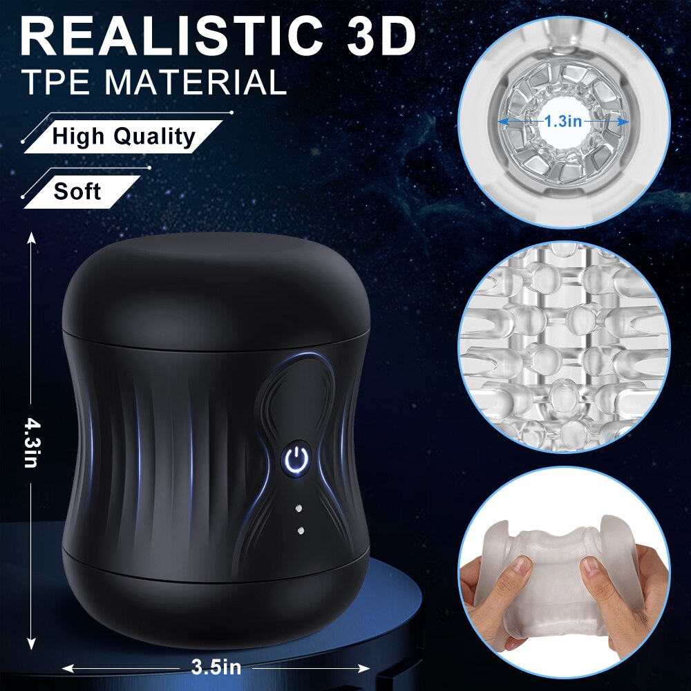Male Organ Massage Masturbators For Men Open Male Masturbators Cup 3D Tunnel Pocket Pussy Stroker 10 Vibration Modes