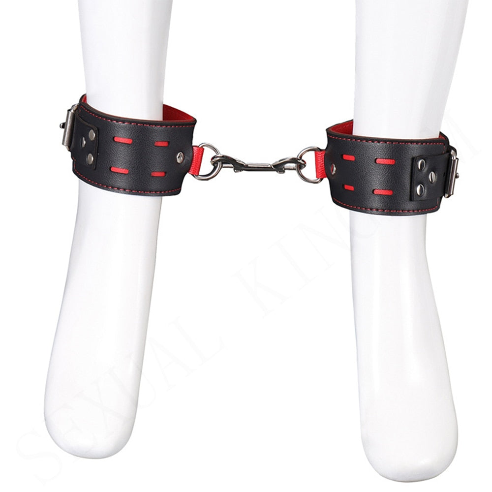 Adjustable Leather Handcuffs and Shackles BDSM Bondage Bundling Femdom Fun Adult Sex Bondage Sex Toys for Woman Couples