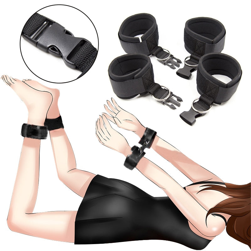 Adult Games Slave Sex Toys for Woman BDSM Bondage Restraints Adjustable Handcuffs Ankle Nylon Straps Fetish Couples Sex Products