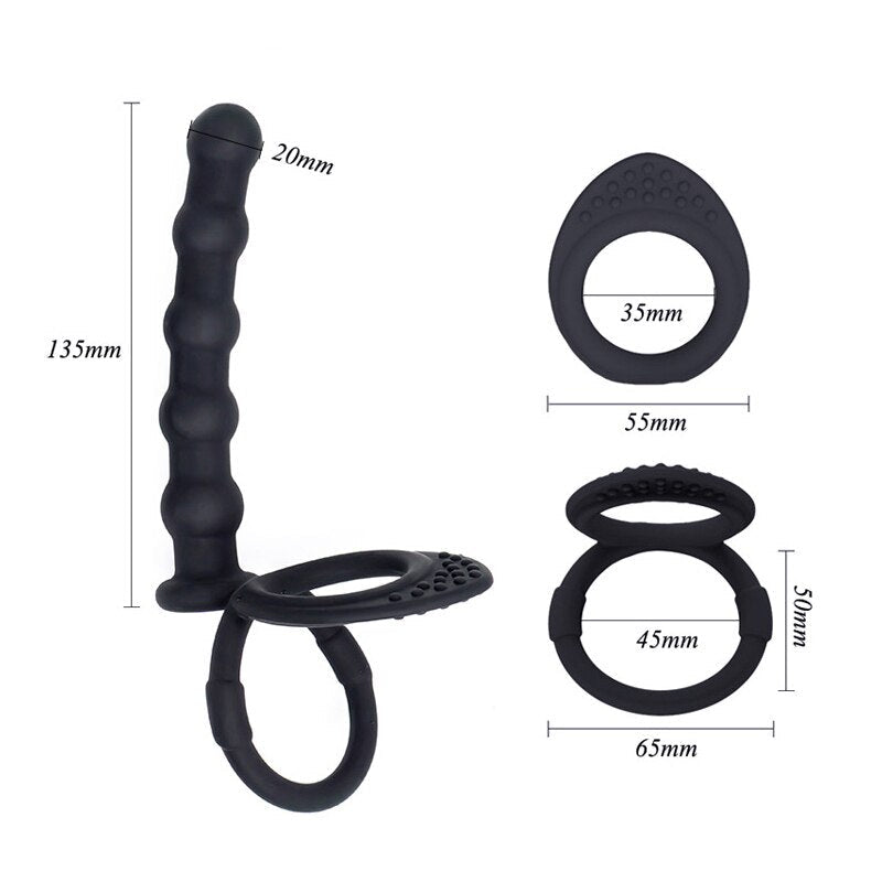อุปกรณ์ช่วยทางเพศสุดเซ็กซี่สำหรับผู้ใหญ่ สำหรับผู้หญิง คู่รัก BDSM จุกเสียบก้นทางทวารหนัก ปลอกหุ้มองคชาตสองชั้นแบบรัด อุปกรณ์สั่น G-Spot ของเล่นอีโรติก