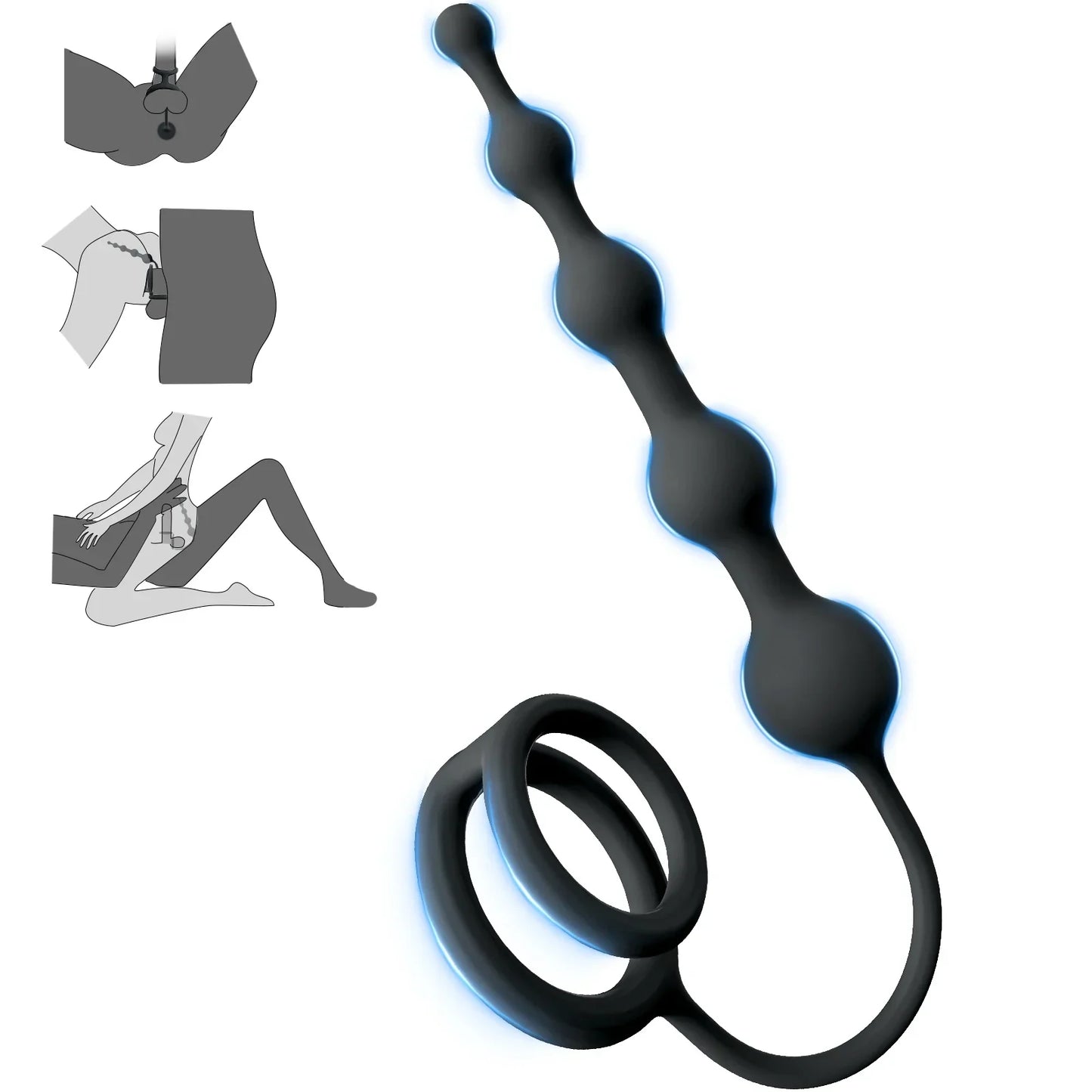 Anal Beads Butt Plug with Penis Cock Rings Men Prostate Massager Anal Plug Bullet G Spot Stimulor Adult Sex Toys for Women