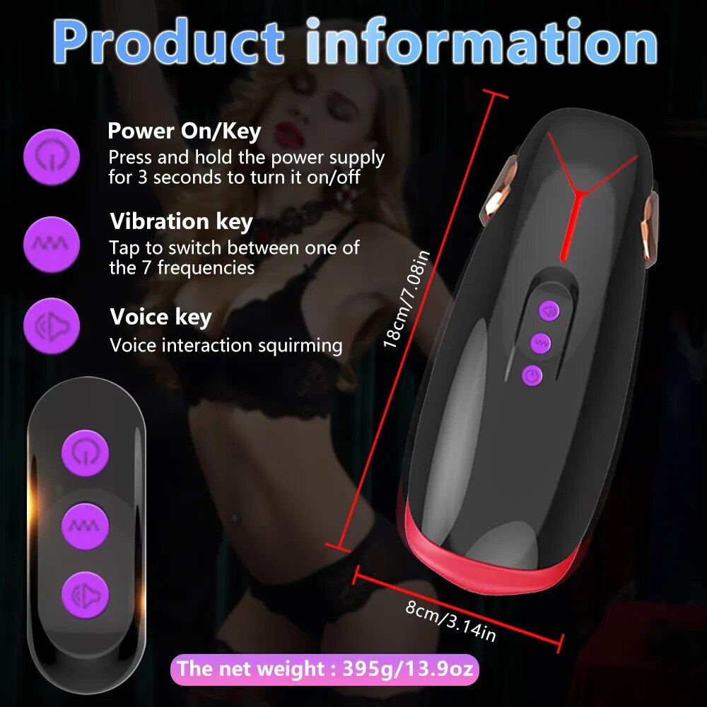 Automatic Masturbator for Men Vibration Deep Throat Blowjob Tongue Male Masturbation Cup Machine Sex Toys for Adult Goods Penis