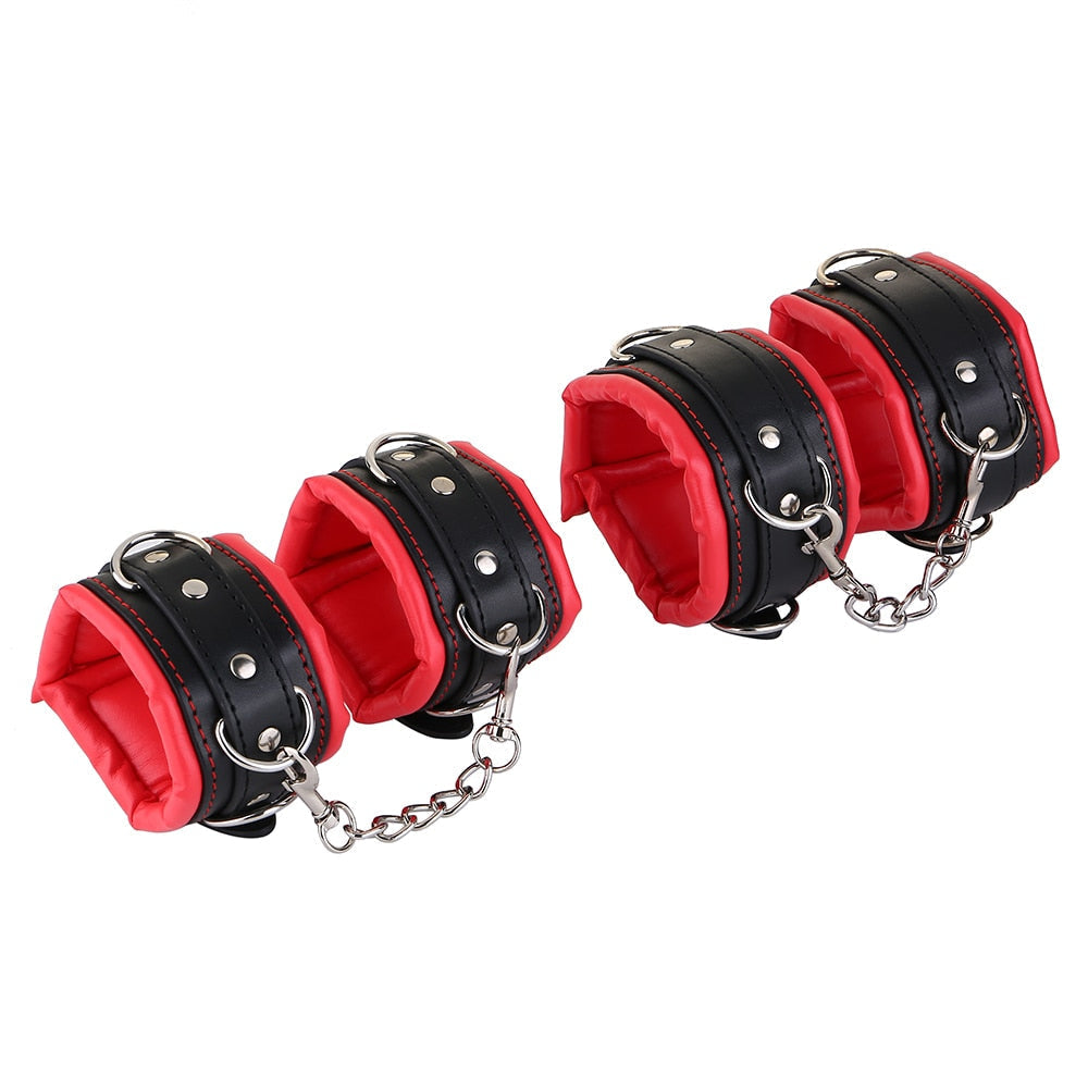 BDSM อุปกรณ์บอนเดจ สเปรดเดอร์บาร์สเตนเลสแบบถอดได้ กุญแจมือสำหรับทาส โซ่ข้อเท้า อุปกรณ์ตรึงขา SM คอสเพลย์ ของเล่นทางเพศสำหรับคู่รัก