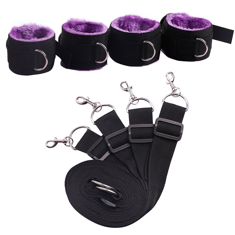 Bed Jam Sex Restraint Kit Adjustable Belt Nylon Handcuffs Ankle Cuffs Under Bed BDSM Bondage Erotic Toys Fixation Adult Game