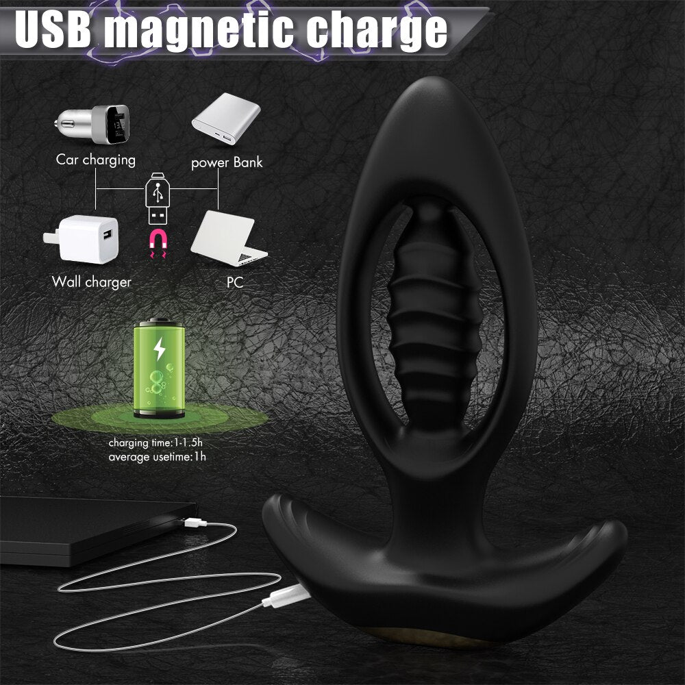 ที่สั่นปลั๊กก้น Dildo Vibrator การนวดแบบไร้สายรีโมทคอนโทรลปลั๊กทวาร กระตุ้น G-Spot ของเล่นทางเพศสำหรับผู้ชาย/ผู้หญิง