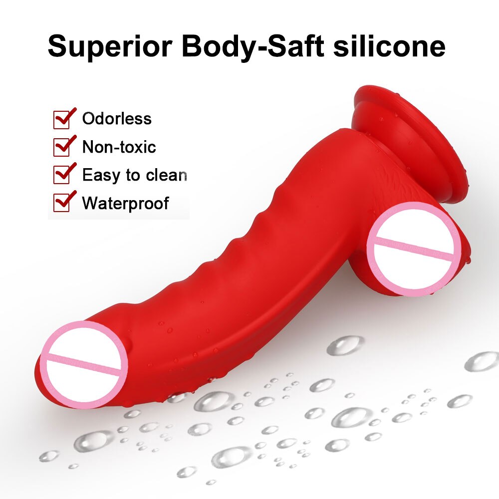 สีแดง Dildo Anal Sex-ของเล่น Masturbator สำหรับผู้หญิงเกย์ Liquid Dildos ซิลิโคนดูดถ้วย Butt Plug Anus Sex ของเล่น vagina Stimulator