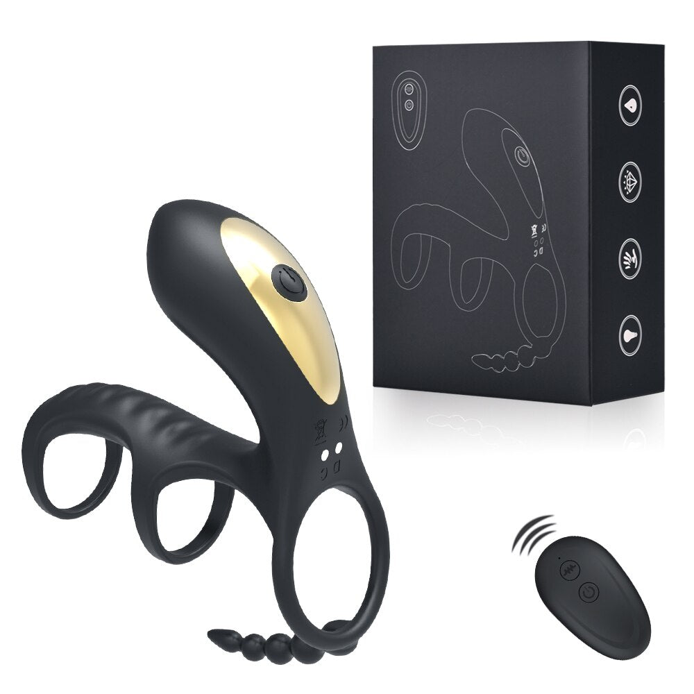 Dual Vibrating อวัยวะเพศชาย Clitoris แหวนดูด Anal Stimulation Penis Erection Vibrator สำหรับคู่ Cockring รีโมทคอนโทรลเครื่องมือทางเพศ