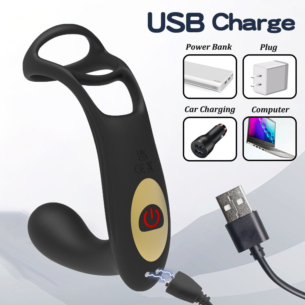 Dual Vibrator Butt Plug ชาย Prostate Massager กับแหวน Cock Anal เซ็กซ์ทอยสำหรับ Man Rechargeable ผู้ใหญ่คู่ Eroitc ผลิตภัณฑ์
