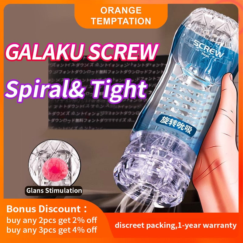 Galaku Durable Exercise Toys for Men's Penis, Vacuum Twisted Cup, Transparent Vagina, Male Masturbator