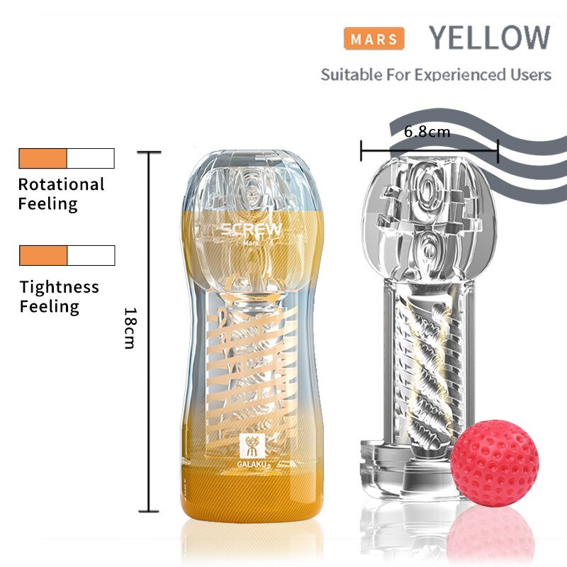 Galaku Durable Exercise Toys for Men's Penis, Vacuum Twisted Cup, Transparent Vagina, Male Masturbator