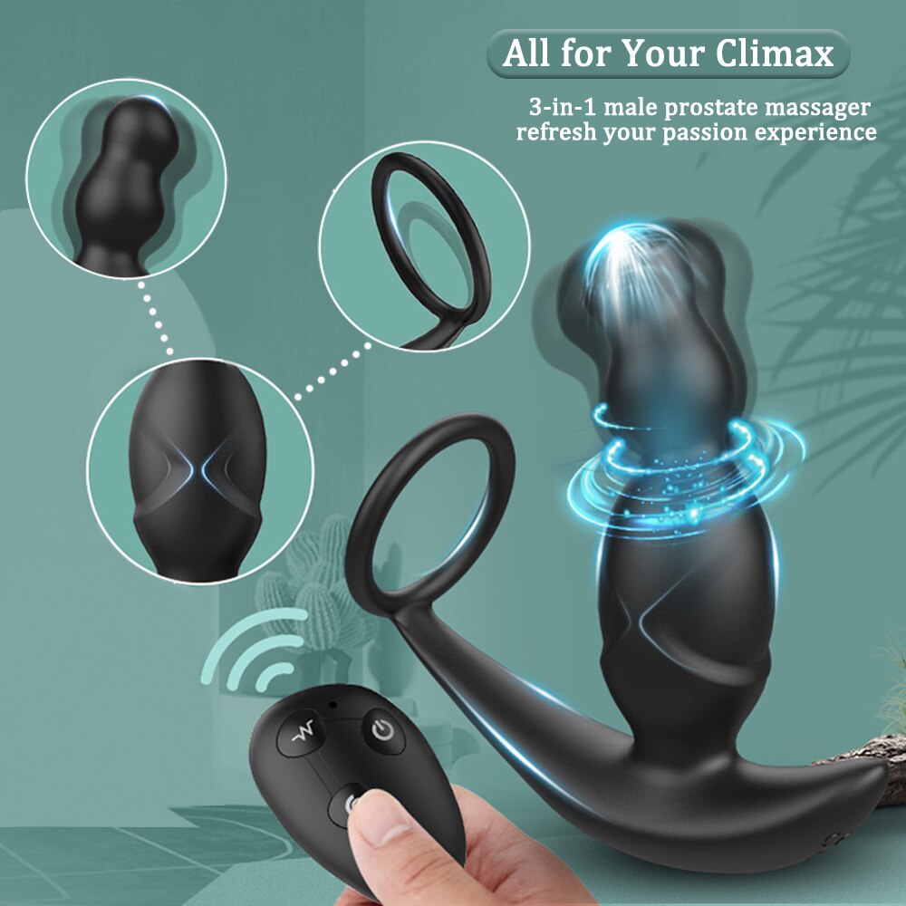 Gelugee App Anal Plug Vibrator เซ็กซ์ทอยสำหรับชาย Prostate Massager 360องศากระตุ้นชาย Buttplug ด้วยแหวน Cock