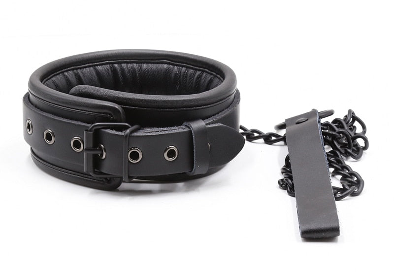 ปลอกคอ BDSM แบบมีโซ่เหล็กและหนังแท้สำหรับผู้หญิง ของเล่นทางเพศสำหรับคู่รัก อุปกรณ์รัดตรึงทางเพศ